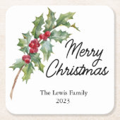 ウィンターベリエレガントーズホリデーパーティー スクエアペーパーコースター (正面)