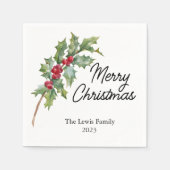 ウィンターベリエレガントーズホリデーパーティー スタンダードカクテルナプキン (正面)