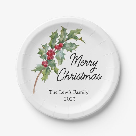 ウィンターベリエレガントーズホリデーパーティー ペーパープレート (正面)