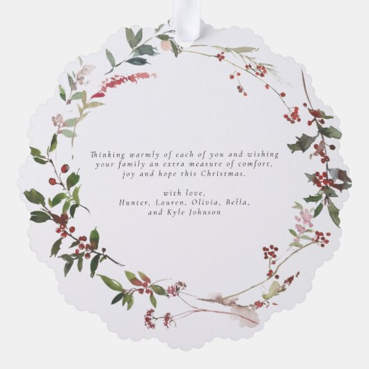 ウィンターベリエレガントーメリークリスマスフォトリース オーナメントカード (裏面)