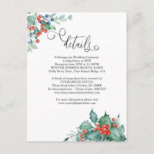 ウィンターベリーとホリー結婚ズ詳細 エンクロージャーカード (正面)