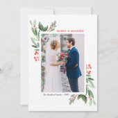 ウィンターベリーとホリ結婚ーのクリスマスフォト シーズンカード (正面)