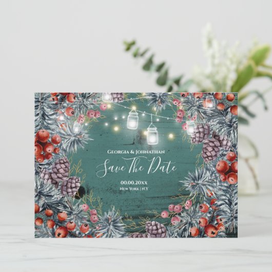 ウィンターベリーのリースのひもがクリスマスシャインを灯す セーブザデート (スタンド正面)