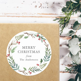 ウィンターベリーのリース クリスマスギフト ラウンドシール