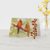 『ウィンターベリーの枝に愛』 カード (黄色い花)