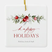 ウィンターベリーの“Happy Holidays” セラミックオーナメント (正面)