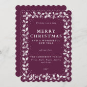 ウィンターベリークリスマスホリー+ベリーフラットノンフォト シーズンカード (正面/裏面)