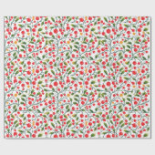 ウィンターベリーグリーンリーウォーターカラーホリデー ラッピングペーパー (フラット)