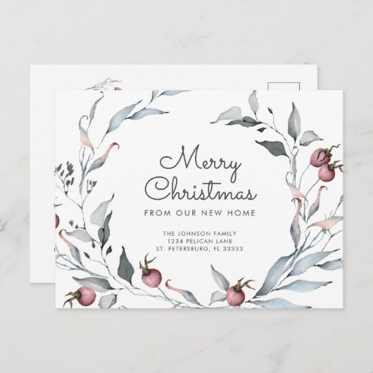 ウィンターベリーグリーンリーホリデーリースニューアドレス 案内ポストカード (正面/裏面)