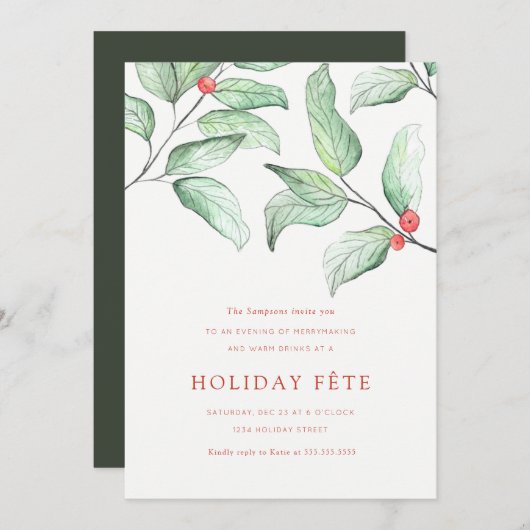 ウィンターベリーズホリデーパーティ招待状 招待状 (正面/裏面)