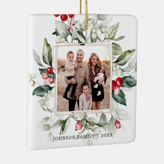 ウィンターベリーファミリーフォトセラミックオーナメント セラミックオーナメント (右)
