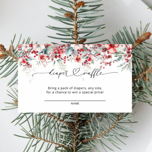 ウィンターベリーフローラクリスマスおむつラッフル エンクロージャーカード