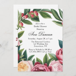 ウィンターベリープリムローズフローラブライダルシャワー 招待状