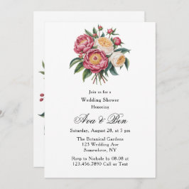 ウィンターベリープリムロ絵を描ーズフローラウェディングシャワー 招待状