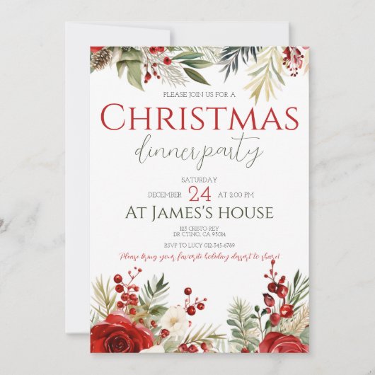 ウィンターベリーホリデーホリークリスマスパーティー 招待状 (正面)