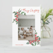 ウィンターベリーホリー |メリークリスマス |家族の写真 シーズンカード (スタンド正面)
