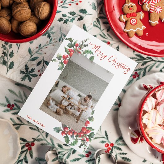 ウィンターベリーホリー |メリークリスマス |家族の写真 シーズンカード