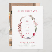 ウィンターベリーリースの結婚式写真 セーブザデート (正面/裏面)