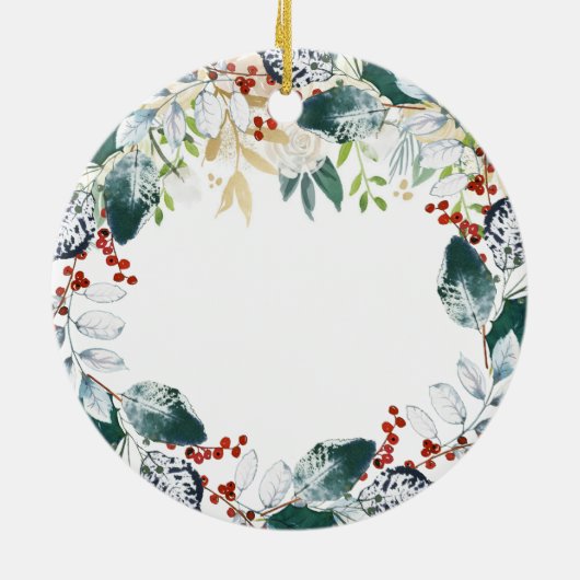 ウィンターベリーリースパーソナライズされたガールバプテスマ セラミックオーナメント (裏面)