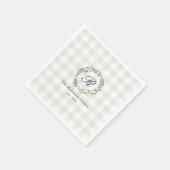 ウィンターベリーリースファミリー名イニシャルクリスマス スタンダードカクテルナプキン (角)