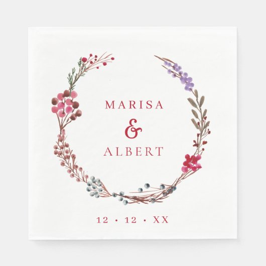 ウィンターベリーリース結婚ズ スタンダードランチョンナプキン (正面)