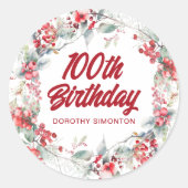 ウィンターベリーリース100th誕生日封筒用シール ラウンドシール (正面)