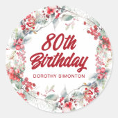 ウィンターベリーリース80th誕生日封筒用シール ラウンドシール (正面)
