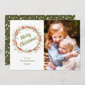 ウィンターベリーリース |写真クリスマス シーズンカード (正面/裏面)