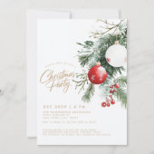 ウィンターベリーレッドオーナメントクリスマスパーティー 招待状 (正面)