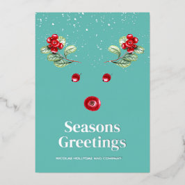 ウィンターベリー抽象芸術トナカイ企業のクリスマス 箔シーズンカード