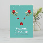 ウィンターベリー抽象芸術トナカイ企業のクリスマス 箔シーズンカード (立ち正面)