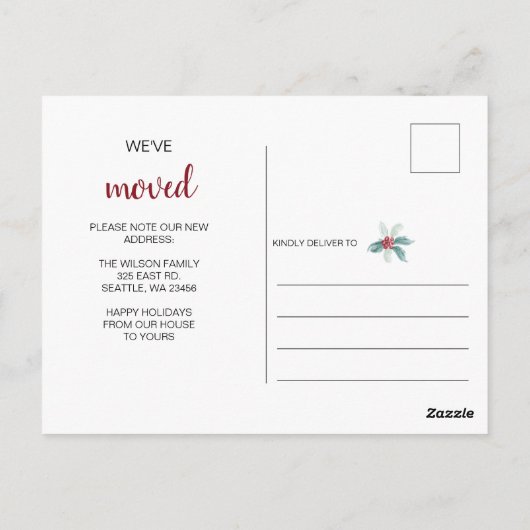 ウィンターベリー素朴ムービングホリデーアナウンス ポストカード (裏面)