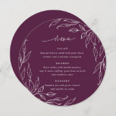 ウィンターベリー葉のモチーフ感謝祭ディナーラウンド メニュー (正面/裏面)