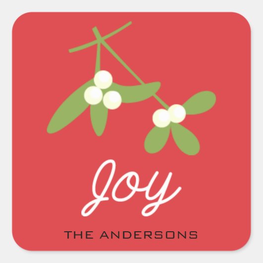 ウィンターベリー赤いクリスマス/休日 スクエアシール (正面)