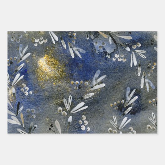 ウィンターベリー金ゴールドサンサファイアブルードーン ラッピングペーパーシート (正面)