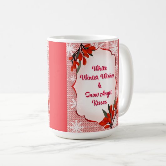 ウィンターベリー ホワイト ウィンター ウィッシュ スノー エンジェル キス コーヒーマグカップ (正面右)