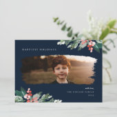 ウィンターベリ素朴ーグリーンリーフォトホリデーカード シーズンカード (スタンド正面)