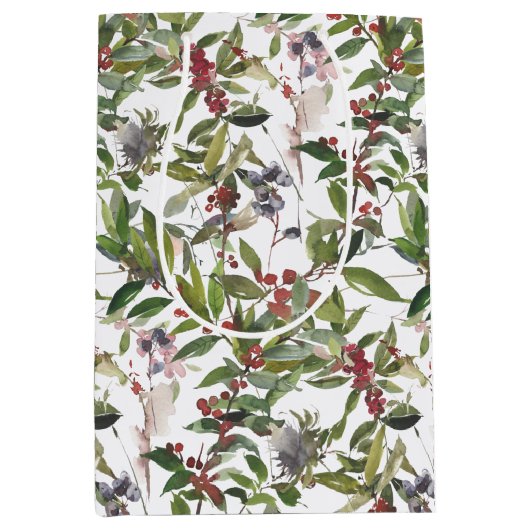 ウィンターベリ素朴ーズホリデークリスマス ミディアムペーパーバッグ (正面)