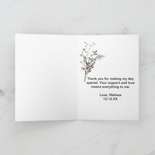 ウィンターベリ素朴ーBoho wilflowers 2枚の写真 サンキューカード (内部)