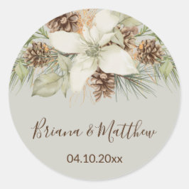 ウィンターベージュエレガントス結婚クリプト封筒用シール ラウンドシール