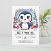 ウィンターペエレガントンギンデジタル誕生日 招待状 (スタンド正面)