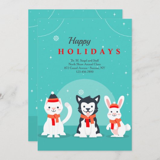 ウィンターペット獣医用ホリデーグリーティングカード シーズンカード (正面/裏面)