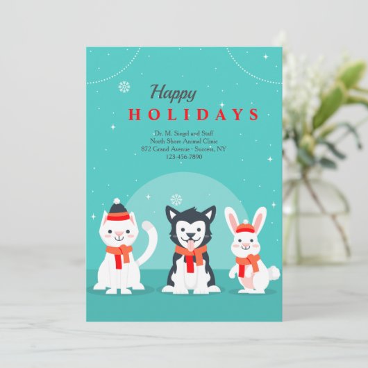 ウィンターペット獣医用ホリデーグリーティングカード シーズンカード (スタンド正面)