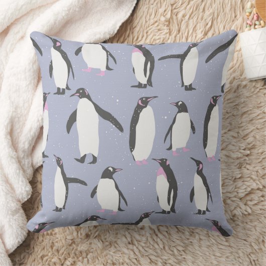 ウィンターペンギンのシームレスなパターン+アイディア クッション (ブランケット)