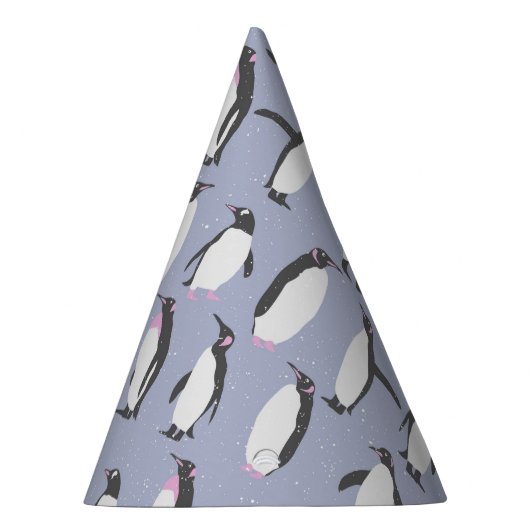 ウィンターペンギンのシームレスなパターン+アイディア パーティーハット (右)