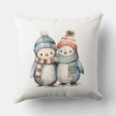 ウィンターペンギンウォーターカラー装飾用クッション クッション (裏面)