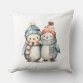 ウィンターペンギンウォーターカラー装飾用クッション クッション (正面)