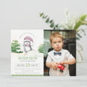 ウィンターペンギンキッズフォトエイジ誕生日招待状 サンキューカード (スタンド正面)