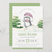 ウィンターペンギンキッズany年齢誕生日招待状 サンキューカード (正面/裏面)