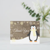 ウィンターペンギンスノーフレークイエローサンキューカード サンキューカード (スタンド正面)